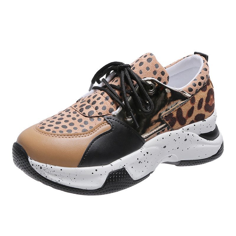Leopard Print Lace Up Sports Sneakers
