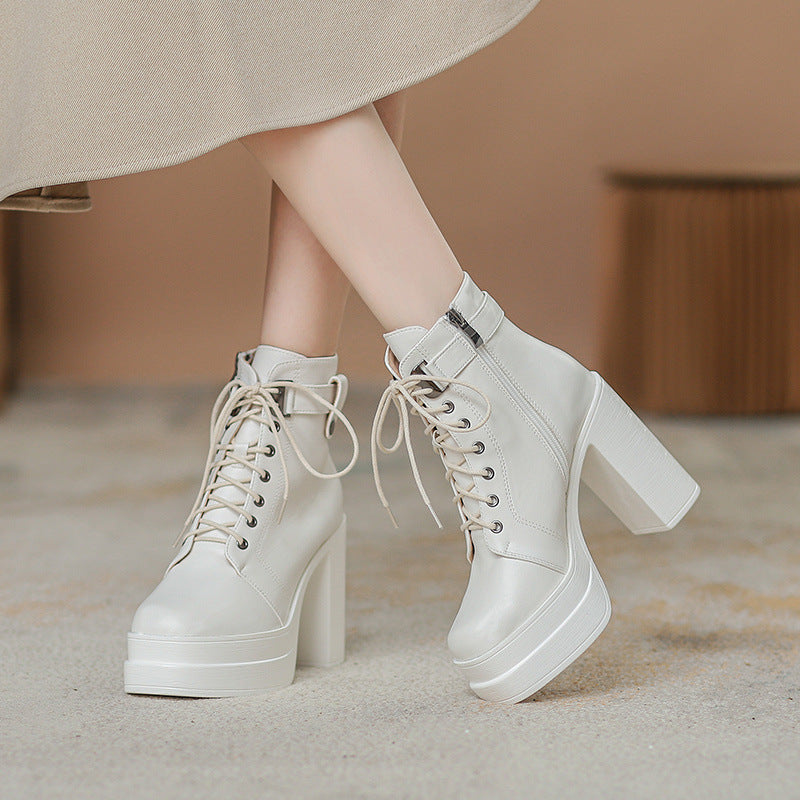Short Platform Thick High Heel Boots