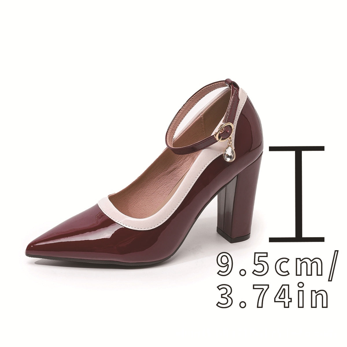 Color-Block Pointed Toe Chunky Heel