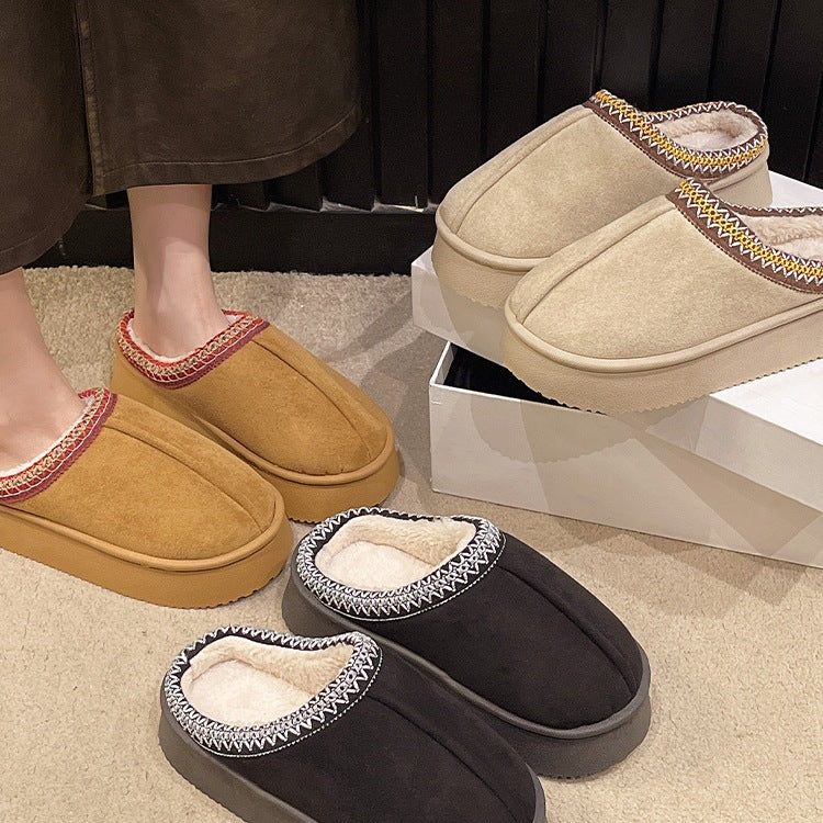 Suede Stitch Cotton Slippers