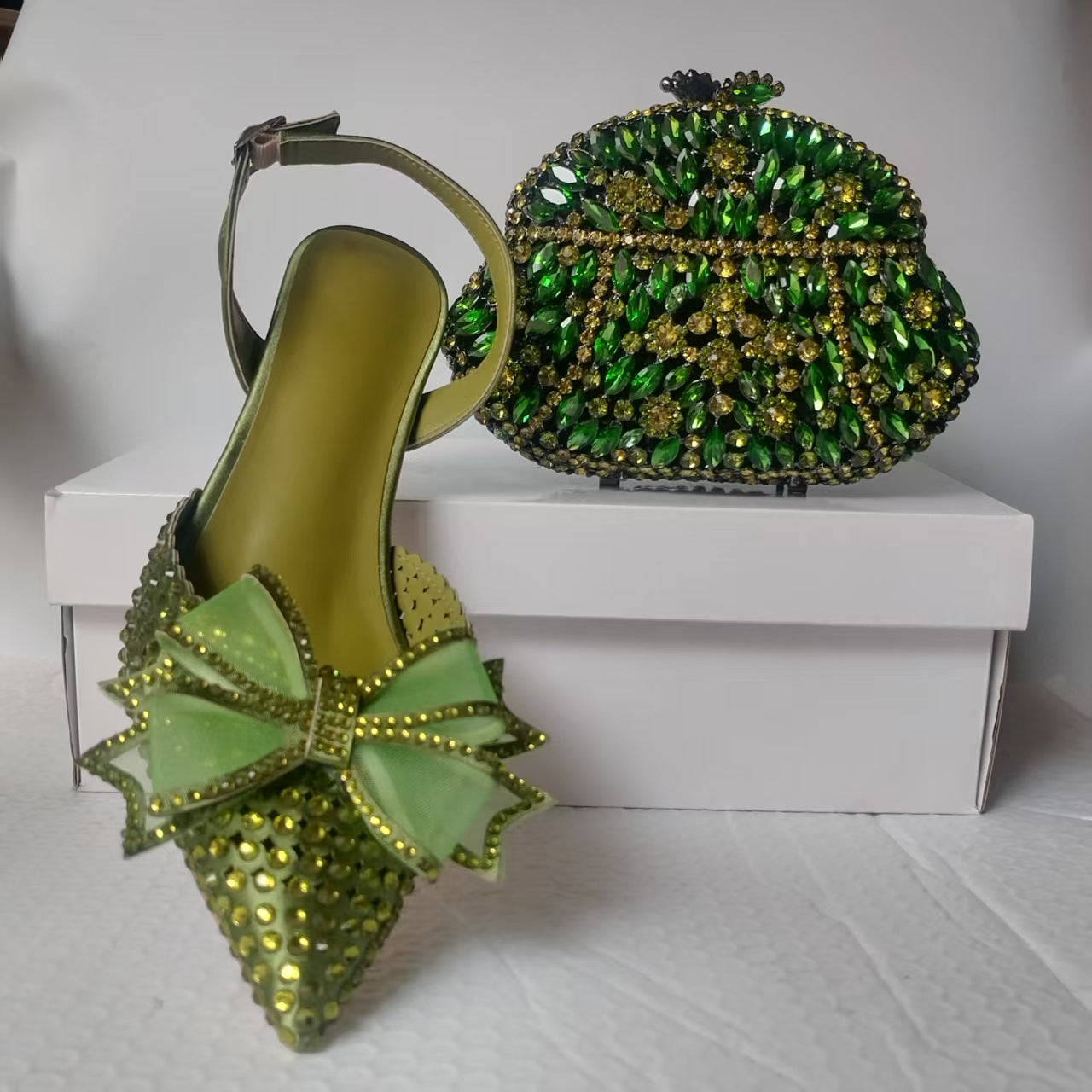Crystal Rhinestone Pointed-Toe Flats
