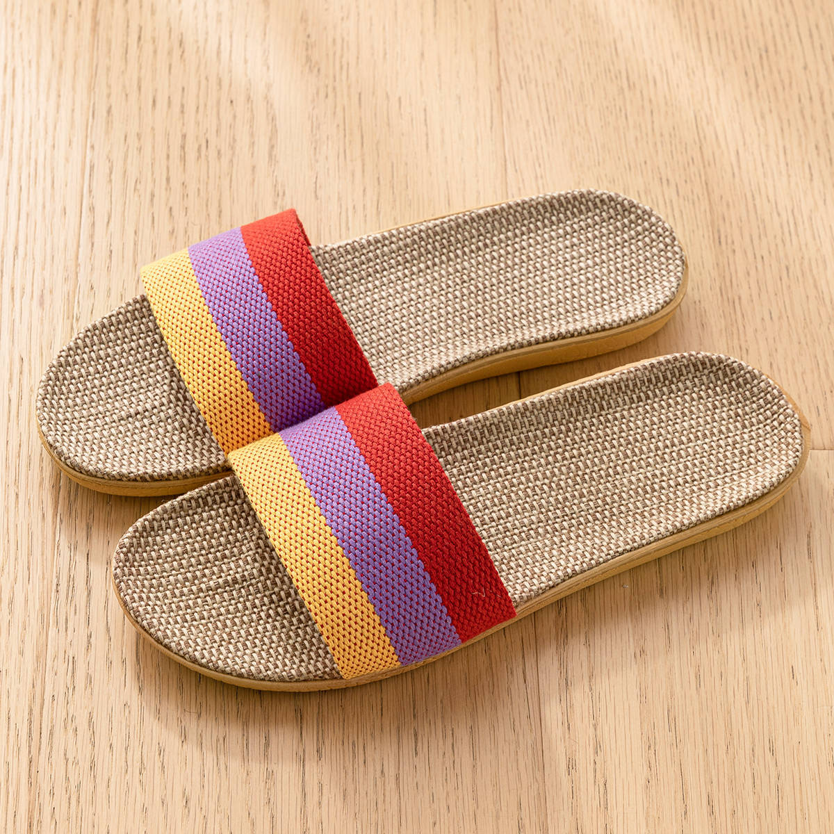 Stripe Linen Slippers