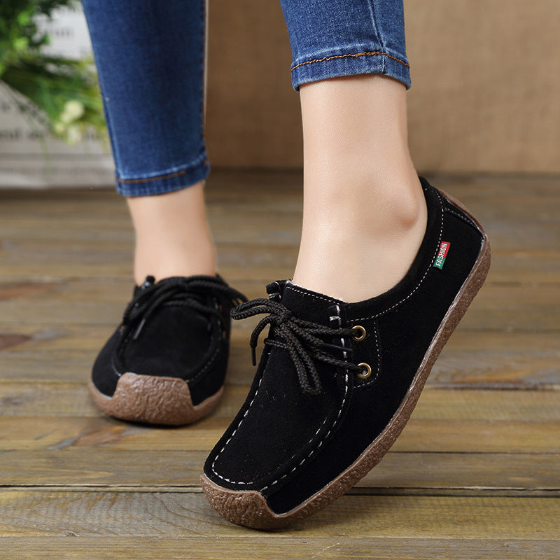 Frosted Lace-up Flat Sneakers