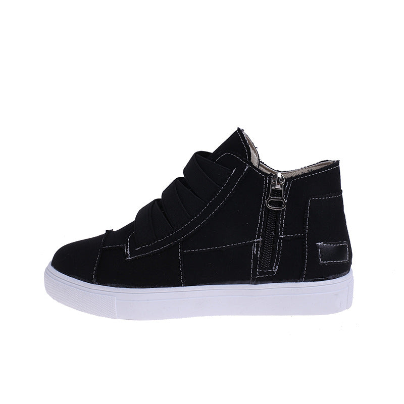 Side Zipper Canvas Wedge Walking Sneakers