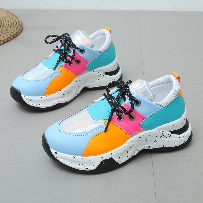 Leopard Print Lace Up Sports Sneakers