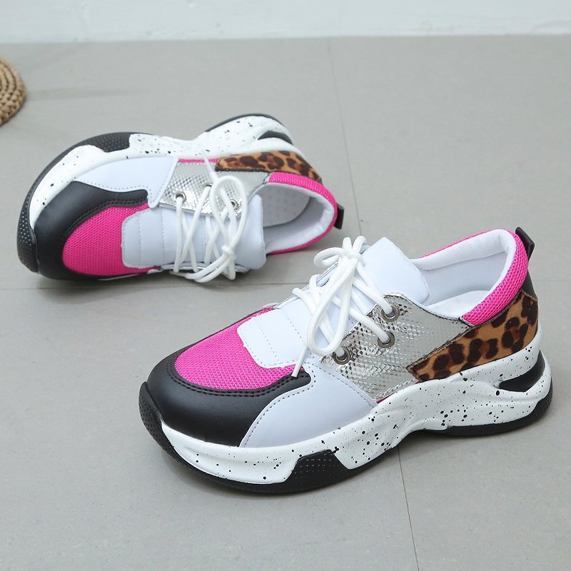 Leopard Print Lace Up Sports Sneakers