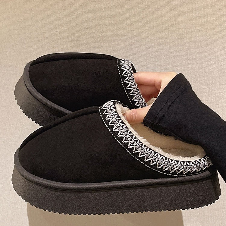 Suede Stitch Cotton Slippers