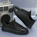 Glitter Sequin Design Thick-Soled Lace-Up Sneakers