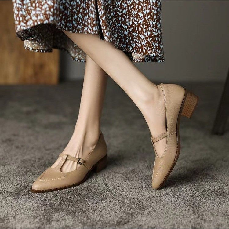 French Retro Pointed Toe Flats