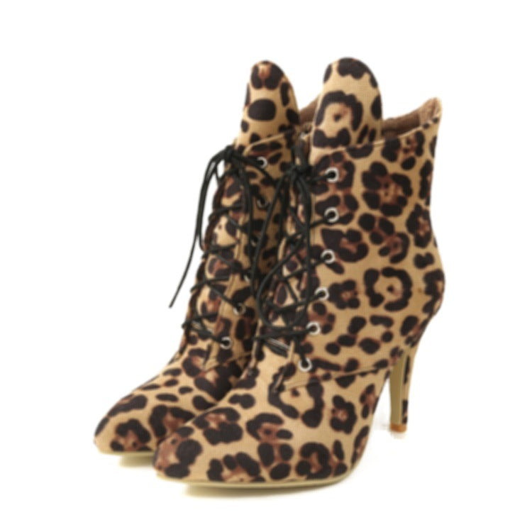 Suede Pointed-Toe Lace-Up Boots