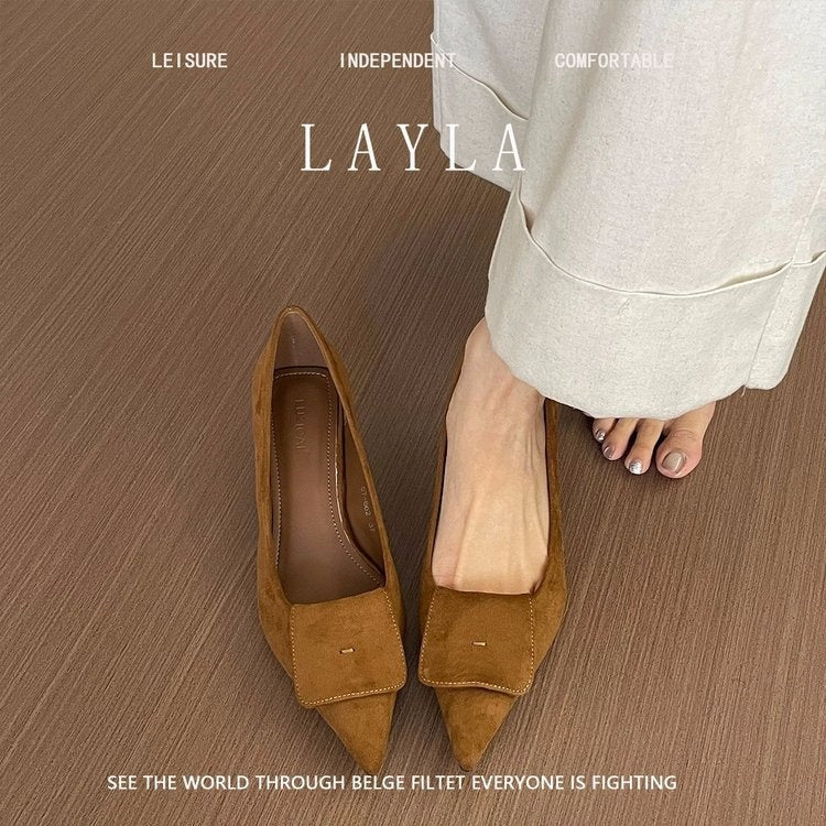 Velvet French Pointed Toe High Heels