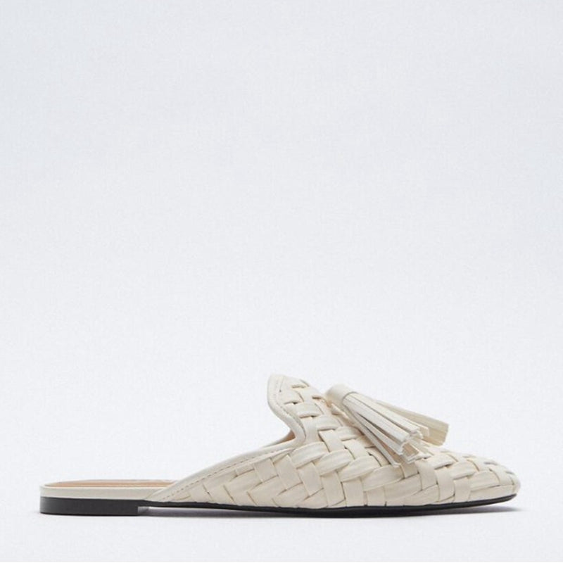 Hand-Woven Square Toe Slippers