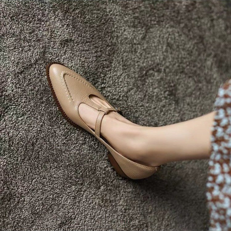 French Retro Pointed Toe Flats