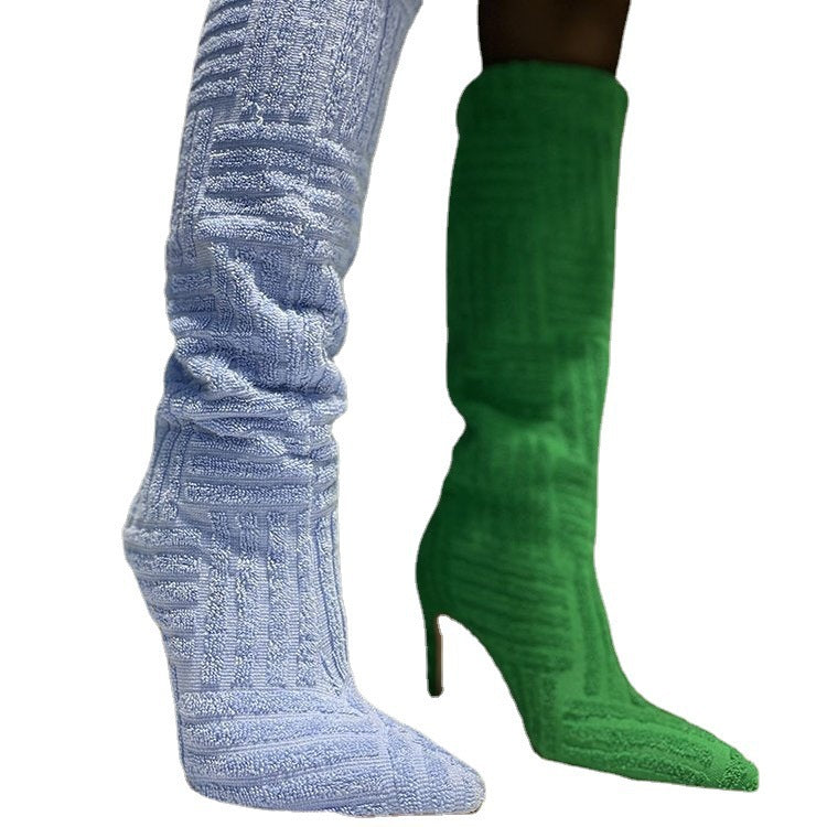 Pointed Toe Thermal Towel Boots