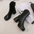 French Style Temperament Block Heel Ankle Boots