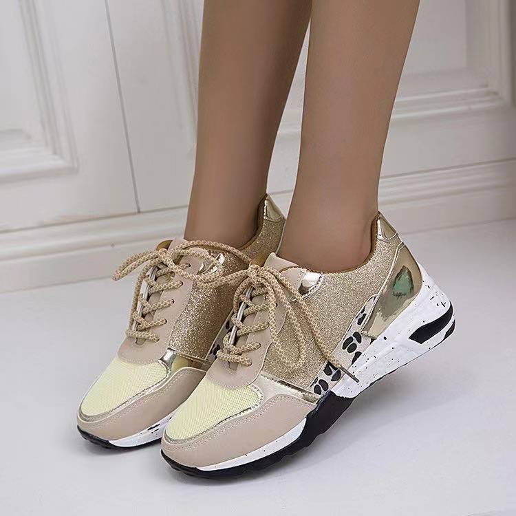 Lace Up Wedge Walking Sneakers