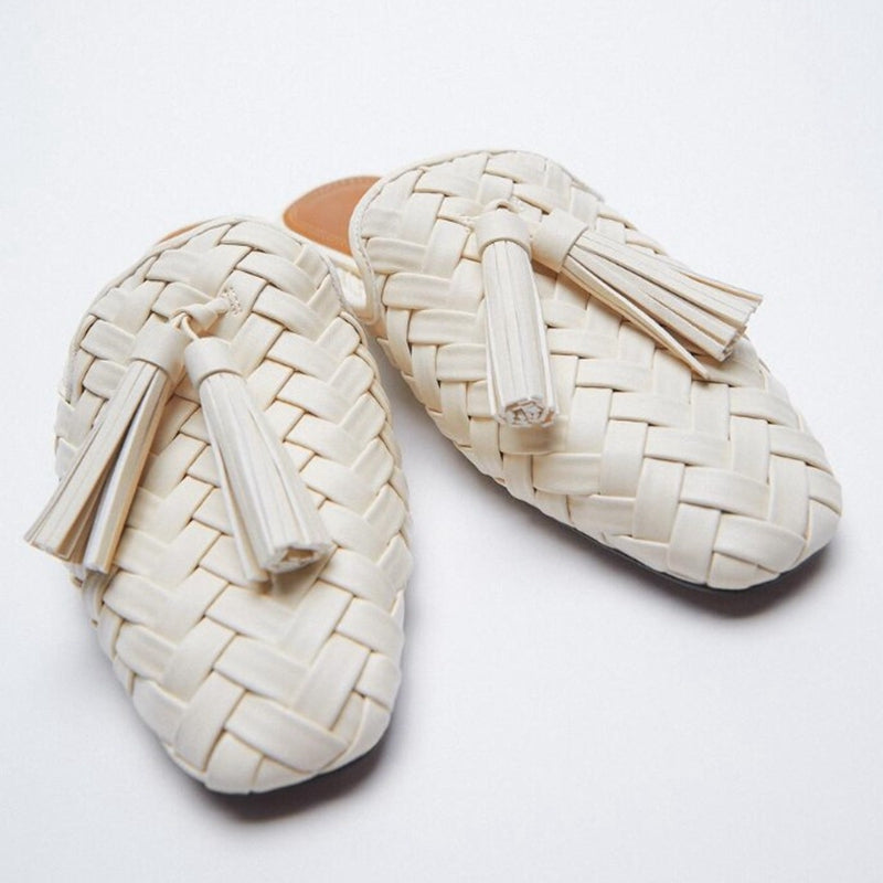 Hand-Woven Square Toe Slippers