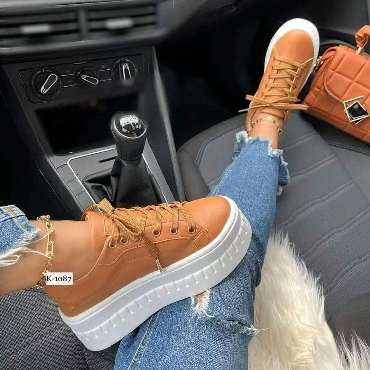 Chunky Heel  Lace-up Sneakers