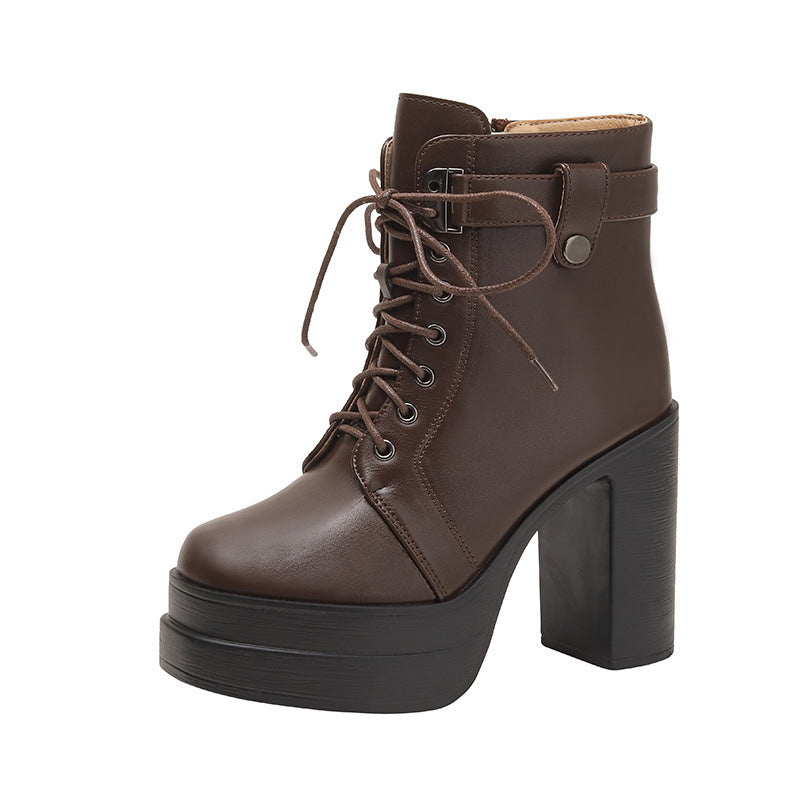 Short Platform Thick High Heel Boots