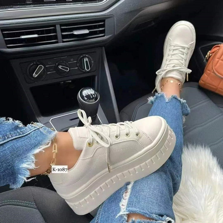 Chunky Heel  Lace-up Sneakers