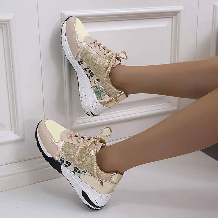 Lace Up Wedge Walking Sneakers