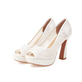 Lace Style Shallow Peep-Toe High Heels