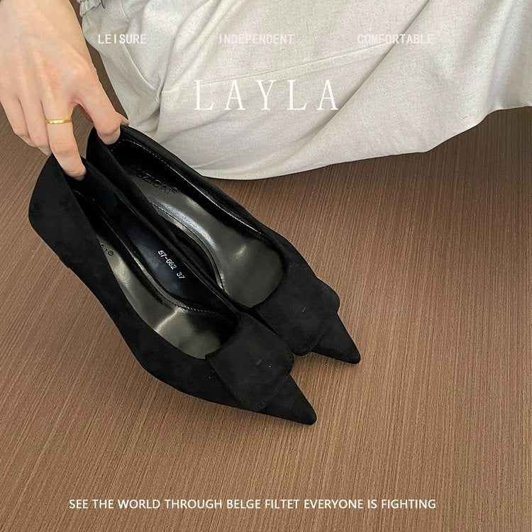 Velvet French Pointed Toe High Heels