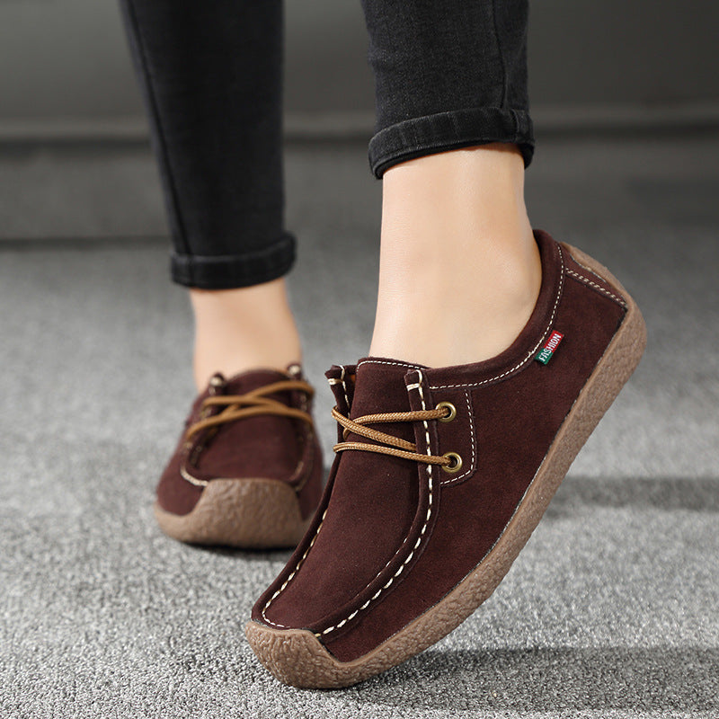 Frosted Lace-up Flat Sneakers