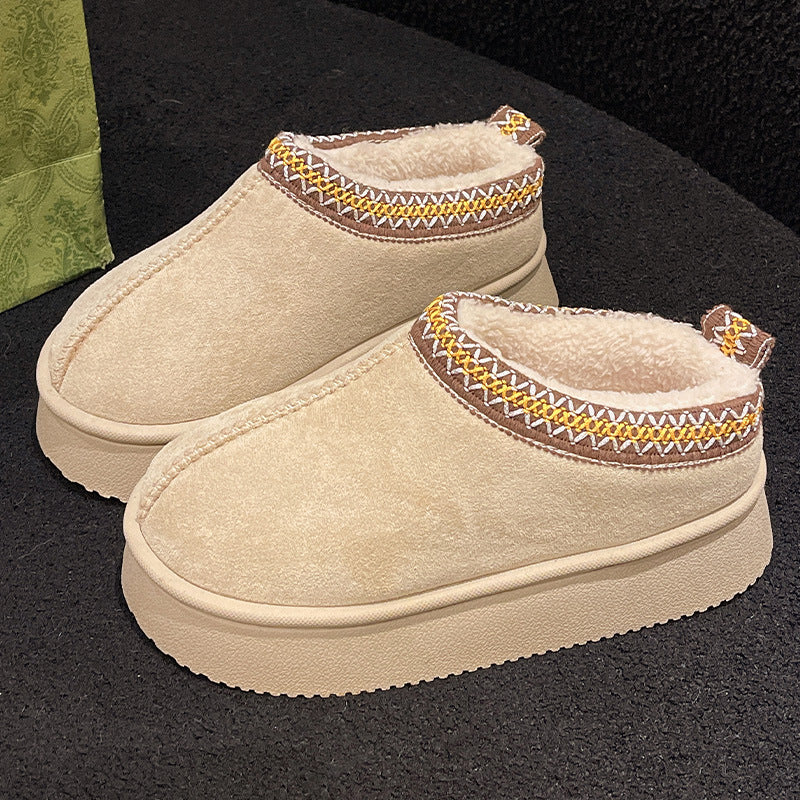 Suede Stitch Cotton Slippers