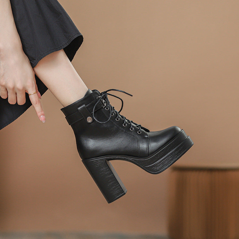 Short Platform Thick High Heel Boots