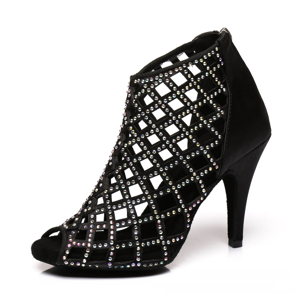 Black Satin High Heels