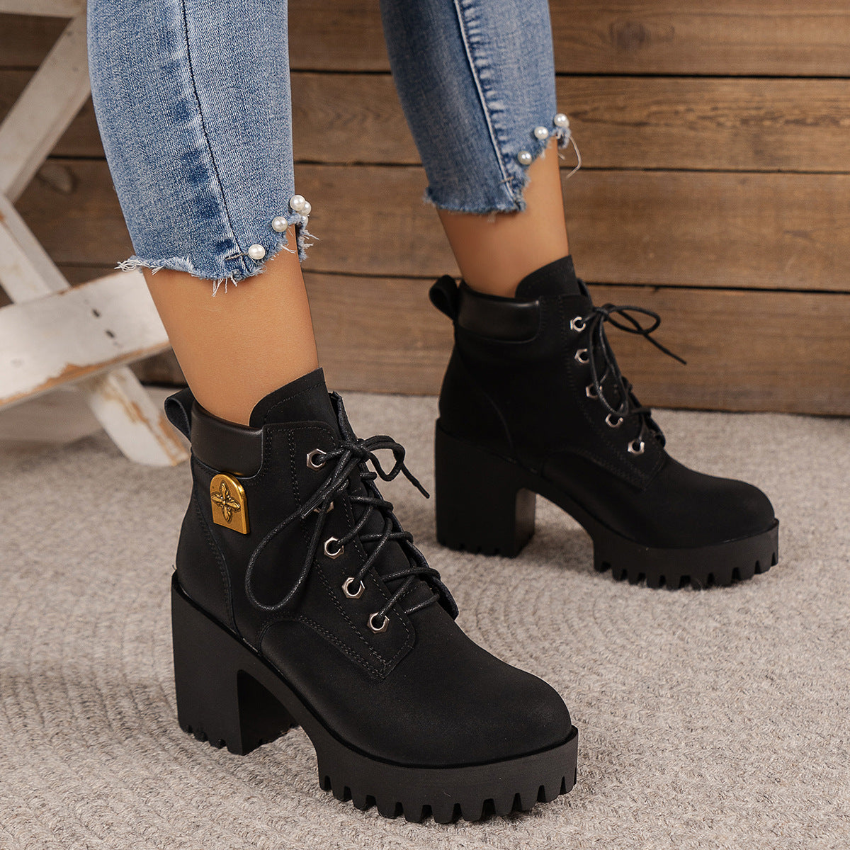 Chunky Heel Thick Bottom Boots